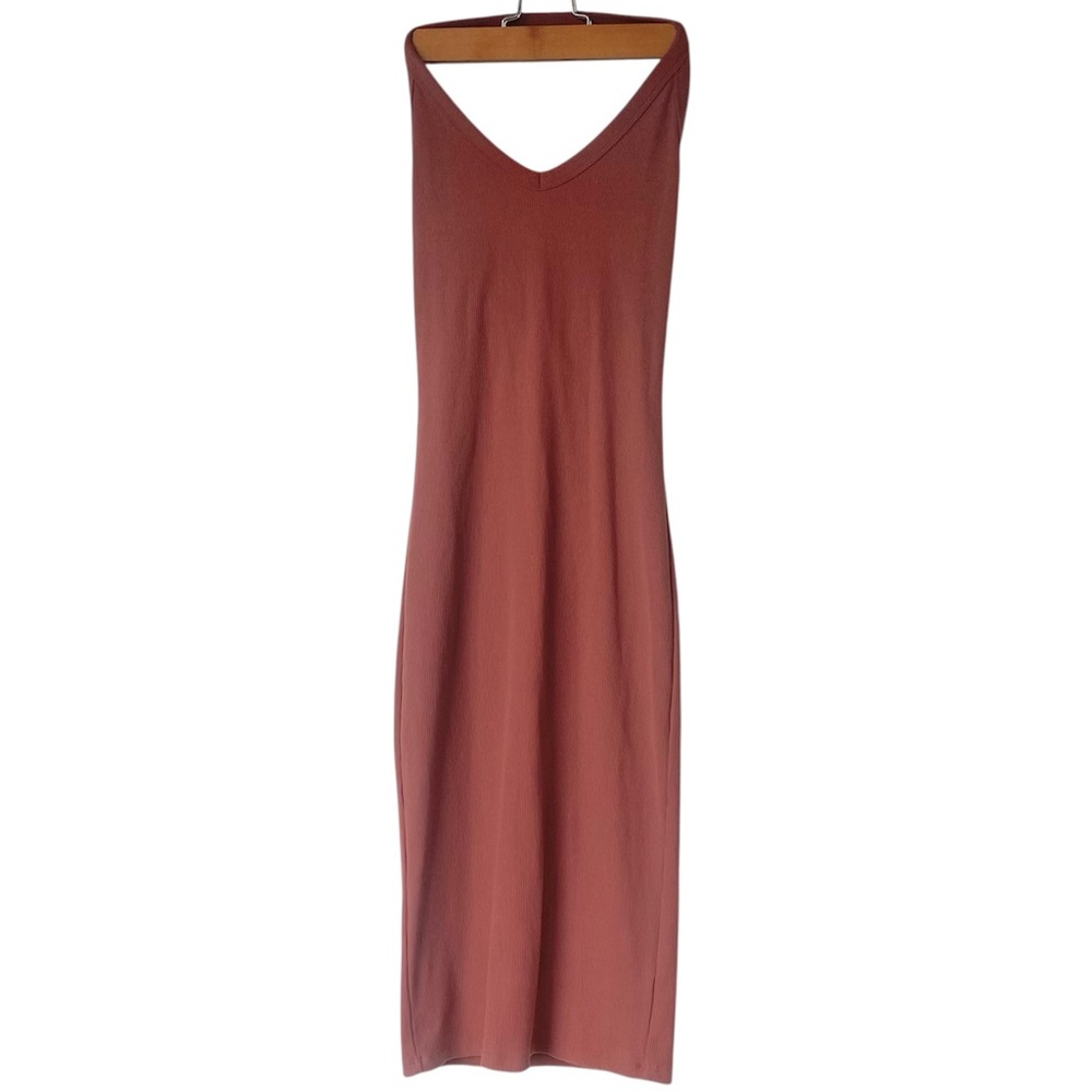 Babaton Sculpt Knit Ribbed Halter Tank Midi Dress Size Small